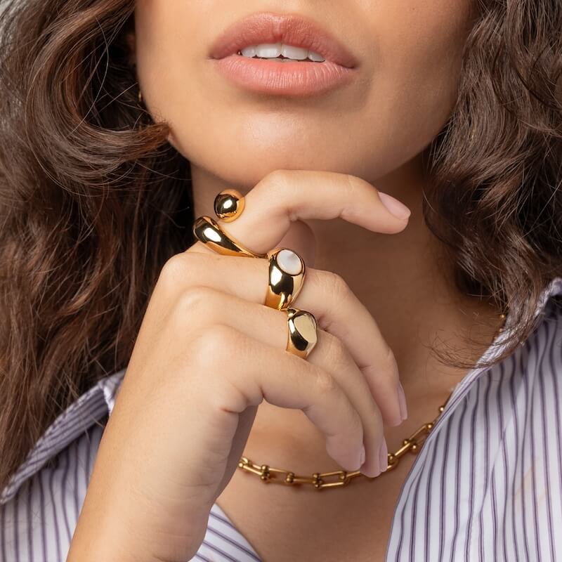 Anel em Aço Dourado