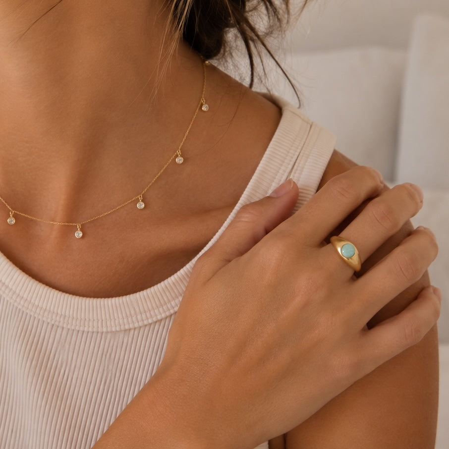 Chalcedony Ring in Gold-Plated Silver