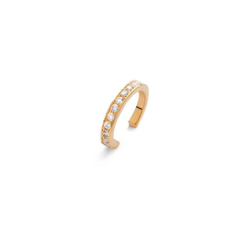 Brinco Argola ear cuff linha brilhantes dourado