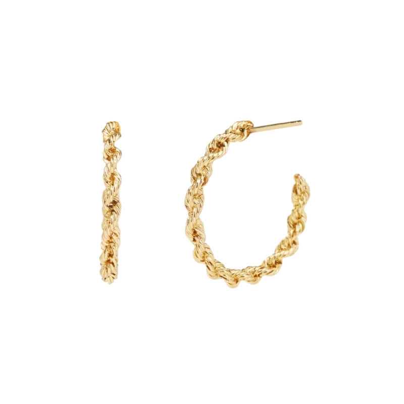 Brincos Argola Entrançados em Prata Dourada