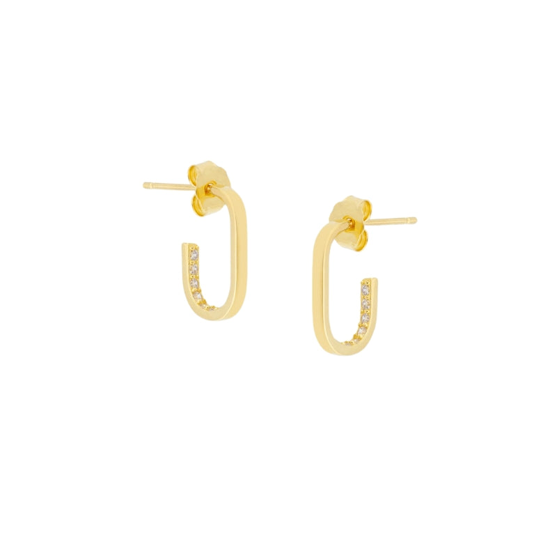 Brincos Argola Brilhantes em Prata Dourada