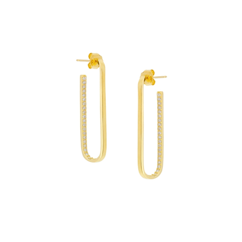 Brincos Argola Brilhantes em Prata Dourada