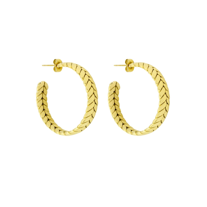 Brincos Argola Entrançada em Aço Dourado