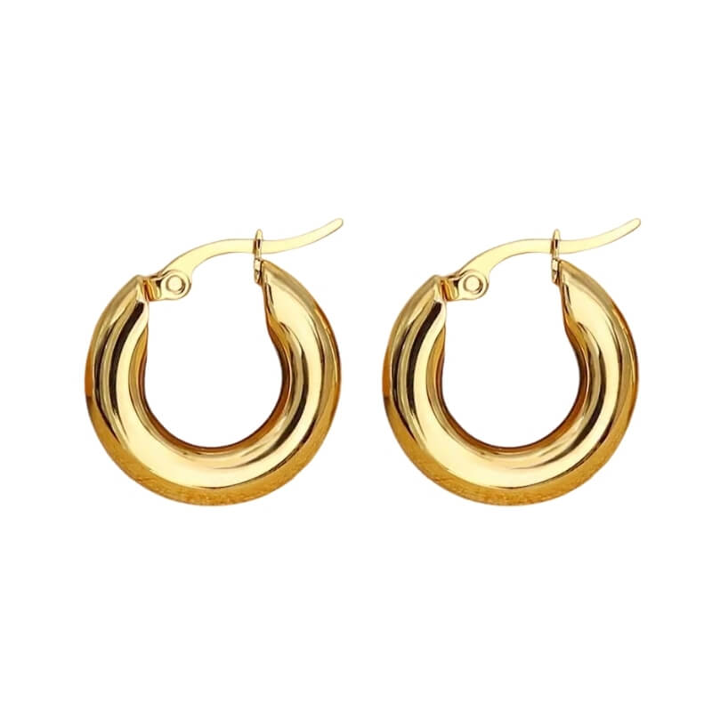 Brincos Argolas Grandes em Aço Dourado