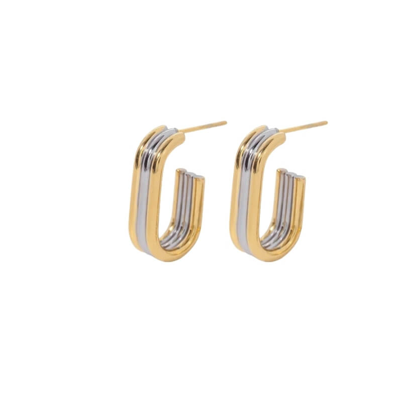 Brincos Argolas em Aço Bicolor