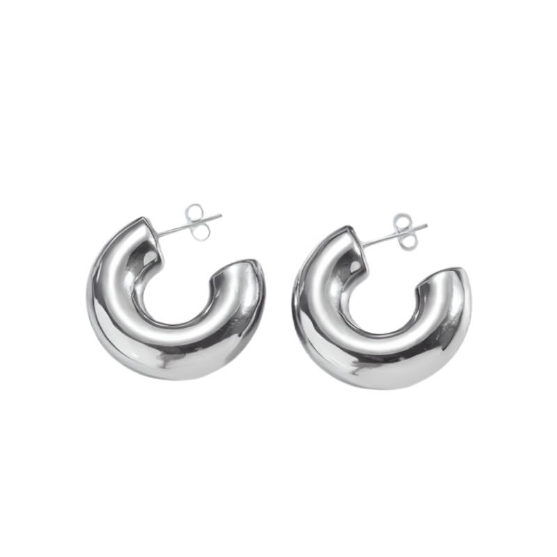 Brincos Argolas em Aço Prateado