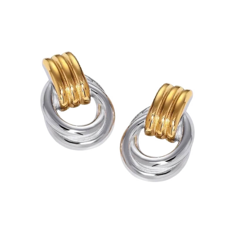 Brincos em Aço Bicolor