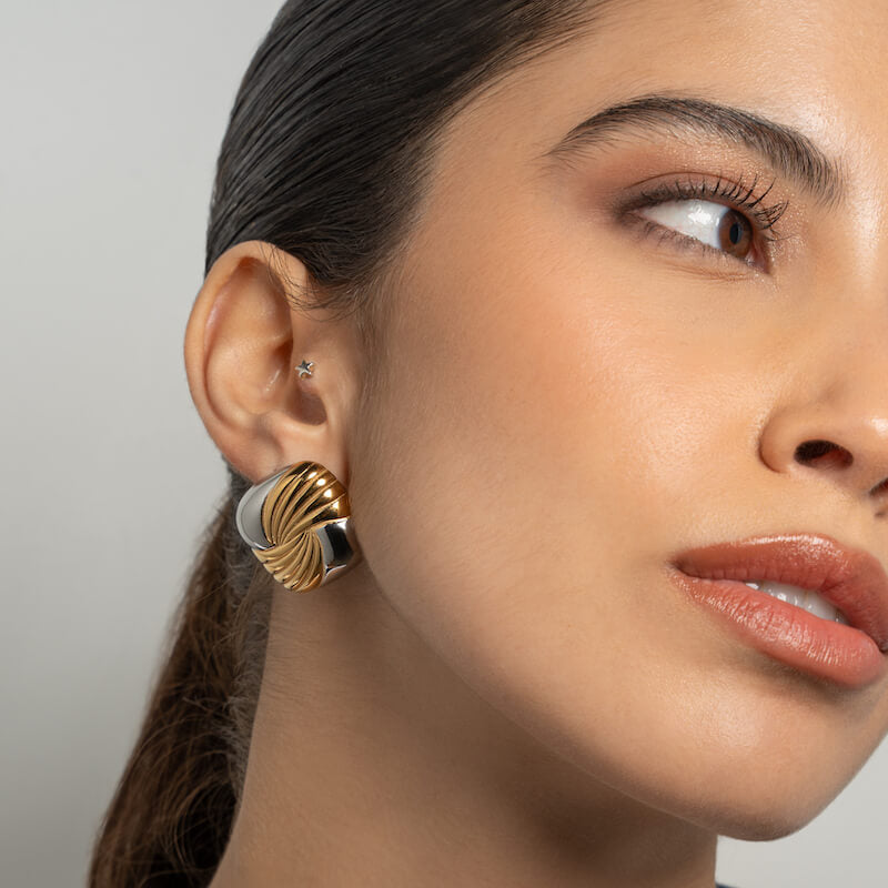 Brincos em Aço Bicolor