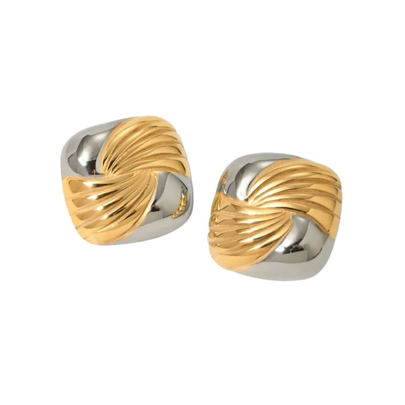 Brincos em Aço Bicolor