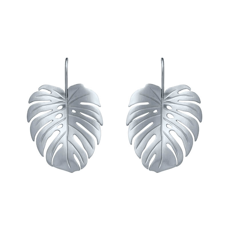 Brincos Costela-de-Adão grande prateados