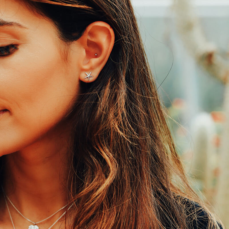 Brincos Estrela-do-Mar prateados
