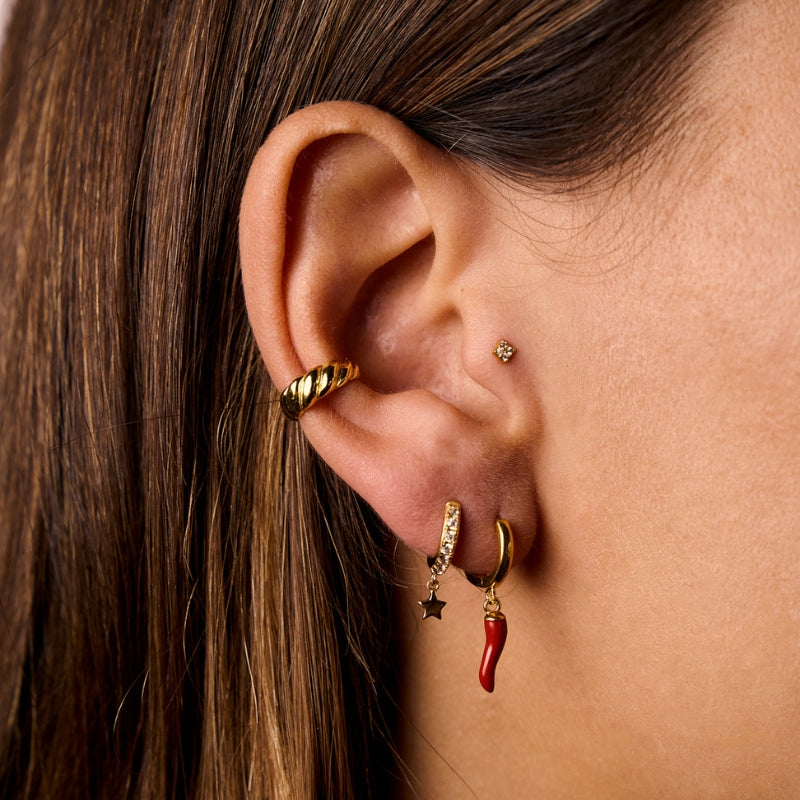 Brincos Malagueta em Prata Dourada