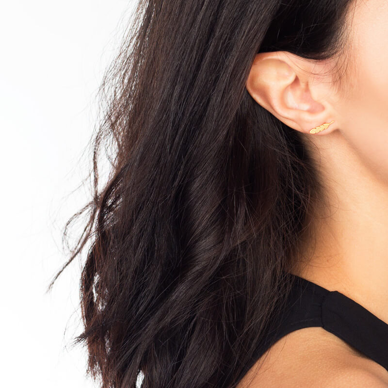 Brincos Pena dourados