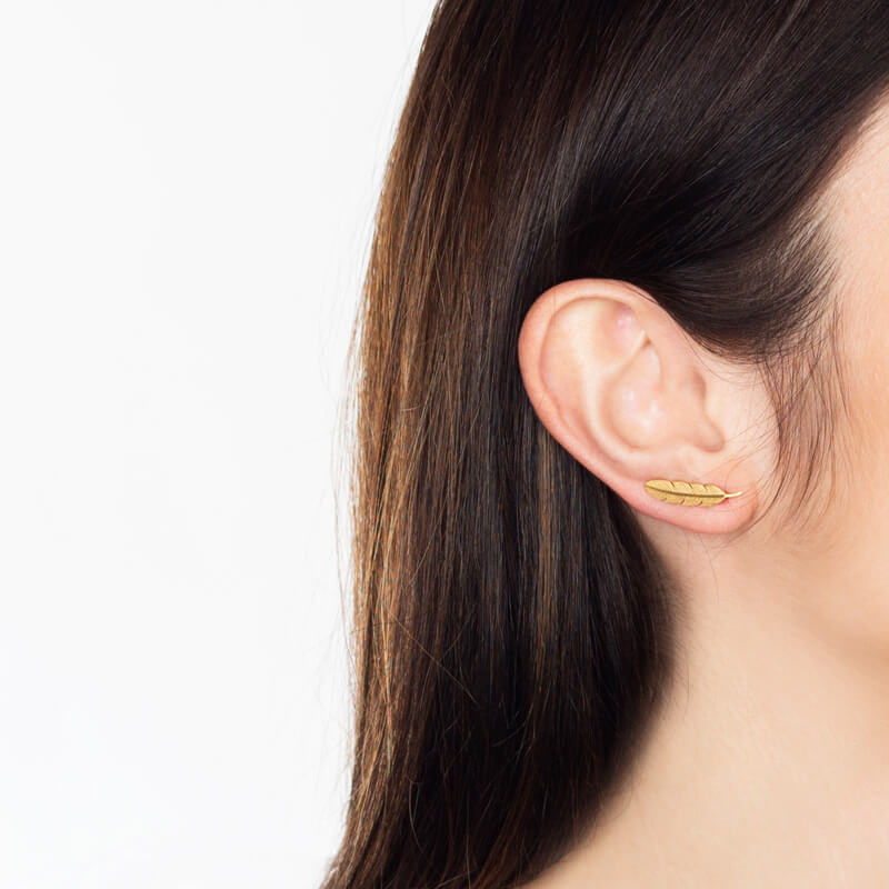 Brincos Pena XL dourados