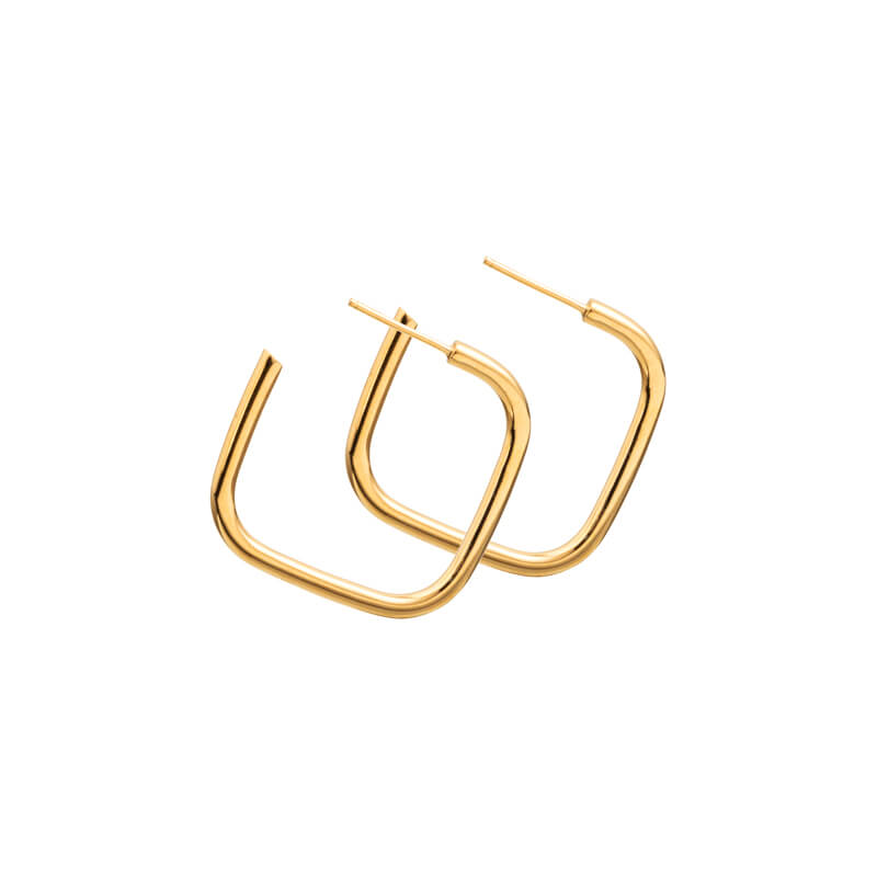 Brincos argola perfil quadrado dourados