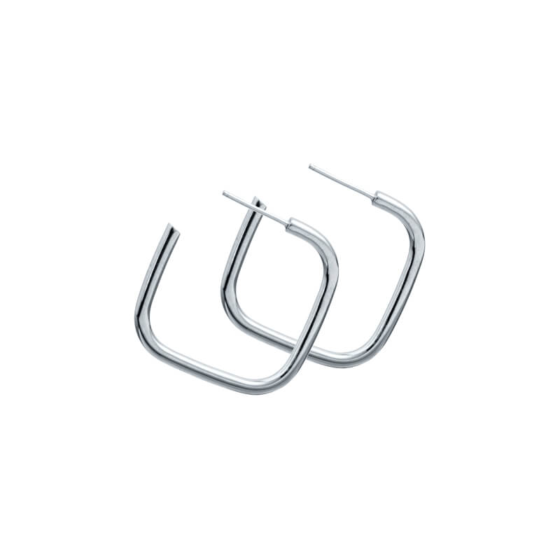 Brincos argola perfil quadrado prateados