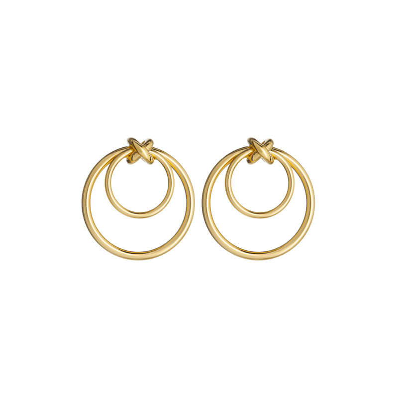 Brincos Elo duplo e nó dourados