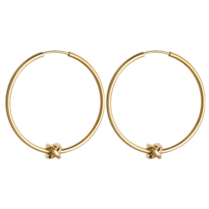 Brincos Argola elo e nó dourados