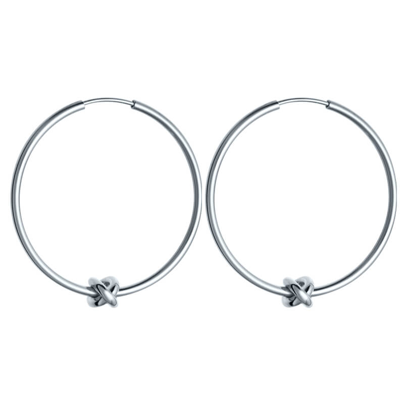 Brincos Argola elo e nó prateados