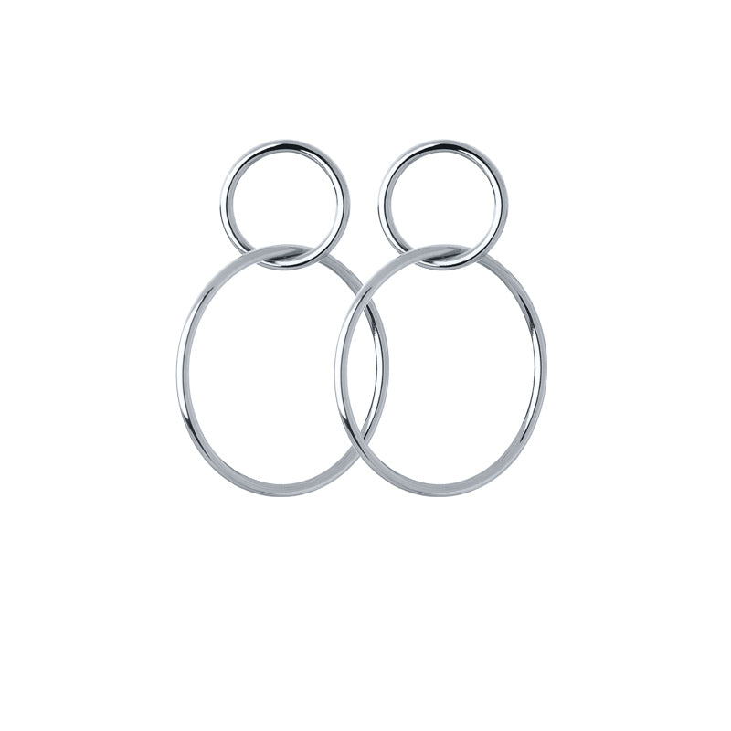 Brincos Elos ligação prateados