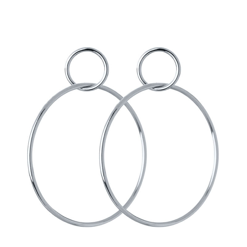 Brincos Elos ligação grandes prateados