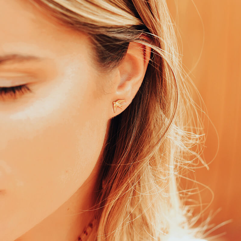 Brincos Andorinha dourados