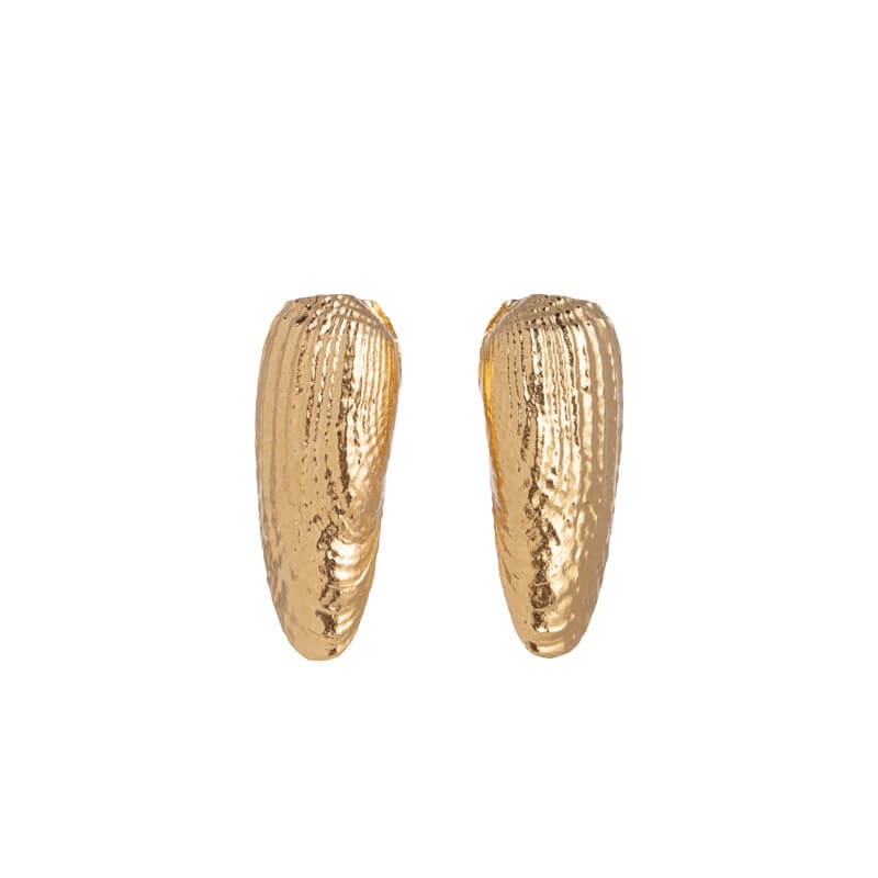 Brincos concha alongada dourados