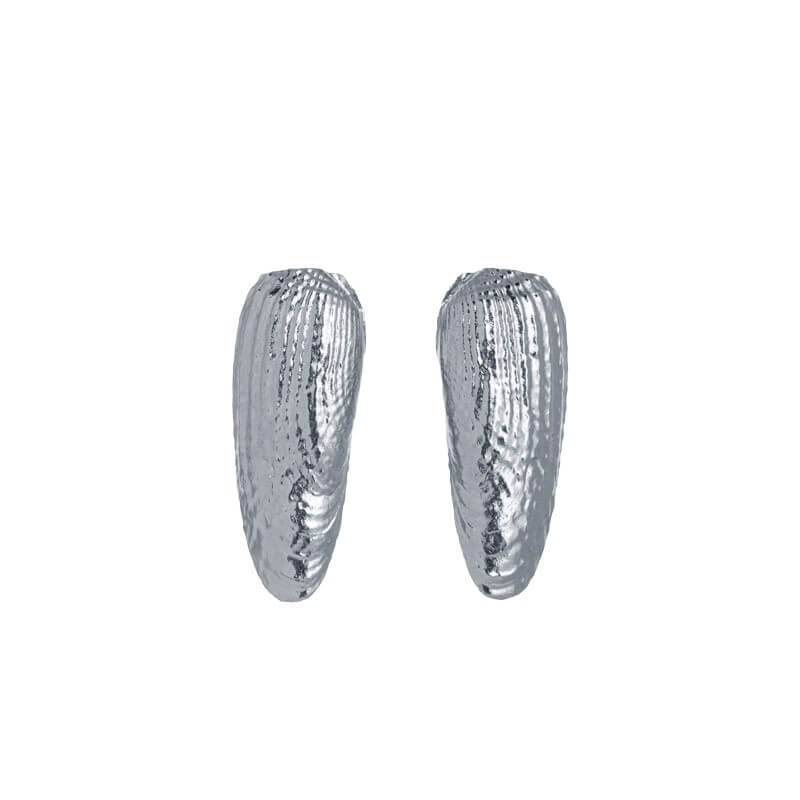 Brincos concha alongada prateados