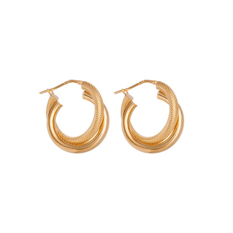 Brincos Argolas entrelaçadas dourados