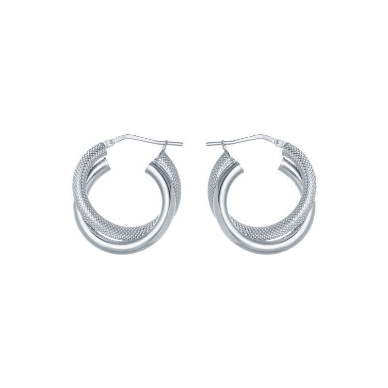 Brincos Argolas entrelaçadas prateados