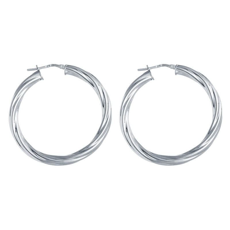 Brincos Argola grande torcida prateados