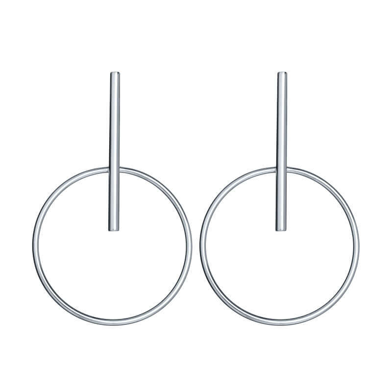 Brincos Barra círculo prateados