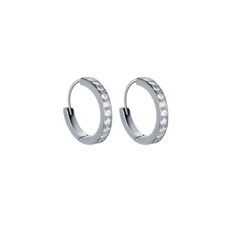 Brincos Argola linha brilhantes prateados