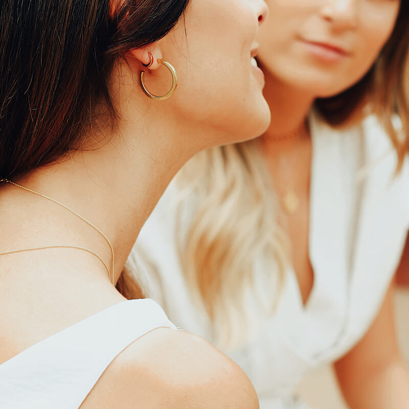 Argolas perfil quadrado médias douradas