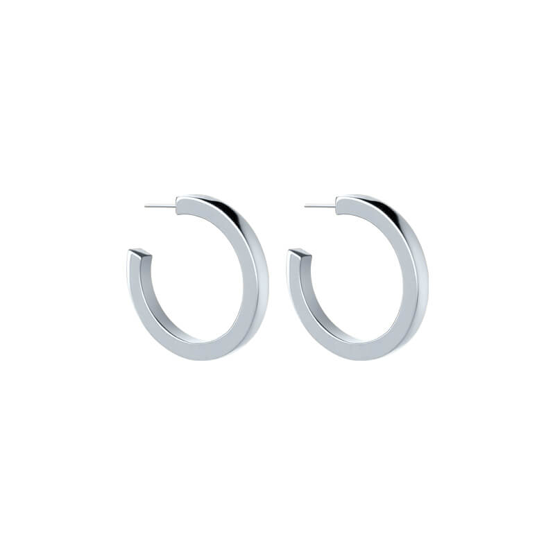 Argolas perfil quadrado médias prateadas