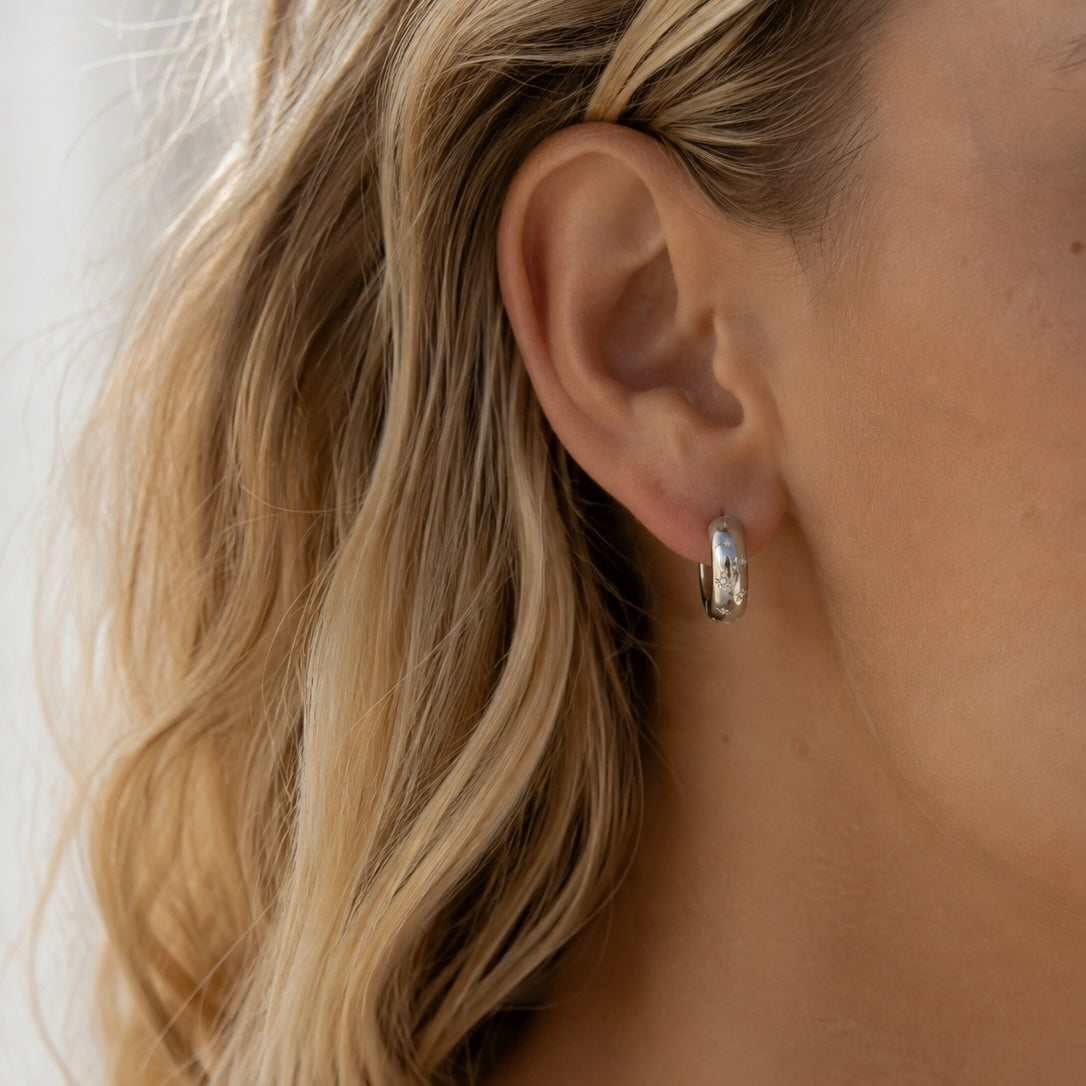 Silver Steel Hoop Earrings