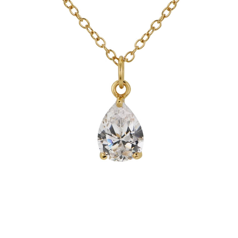 Colar Solitário em Prata Dourada