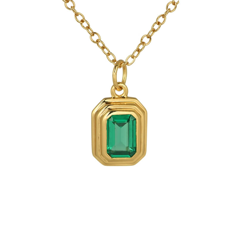 Colar Esmeralda em Prata Dourada