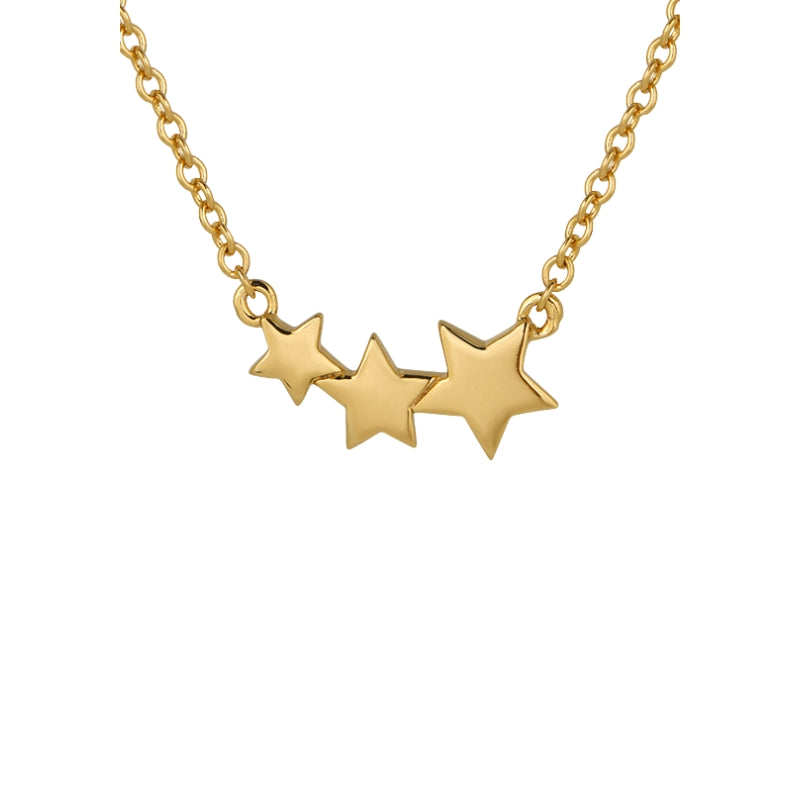 Colar Estrelas em Prata Dourada