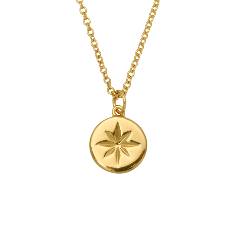 Colar Gravação Estrela em Prata Dourada