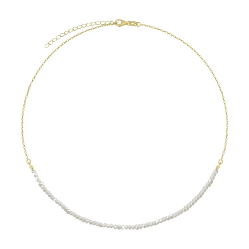 Colar Choker Pérolas e Prata Dourada