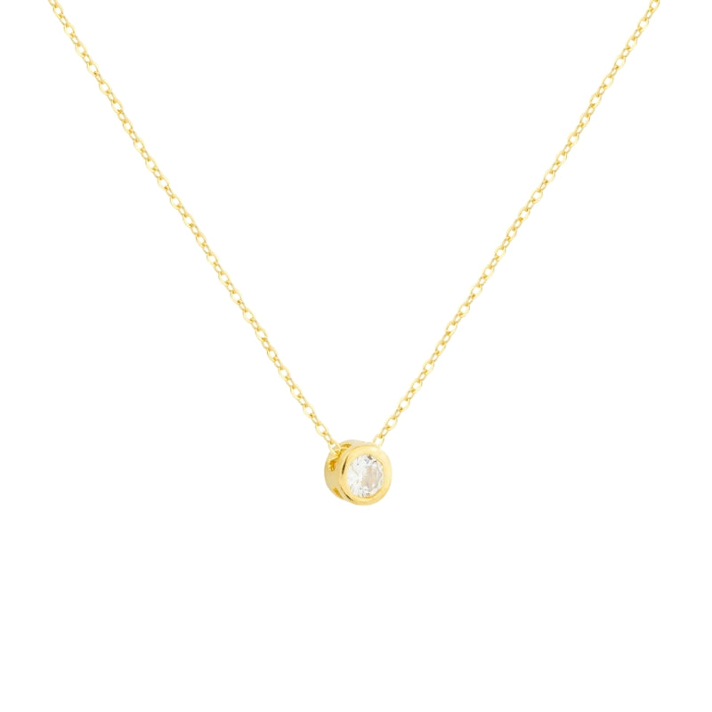 Colar Solitário em Prata Dourada