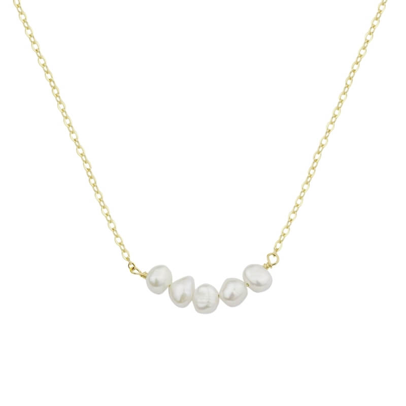 Colar Pérolas em Prata Dourada