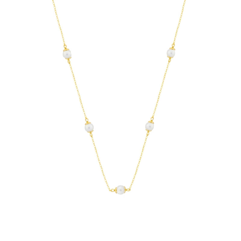 Colar Pérolas em Prata Dourada