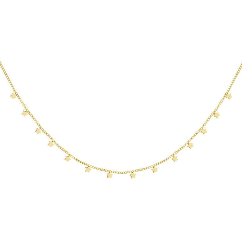 Colar Charms de Estrelas em Aço Dourado