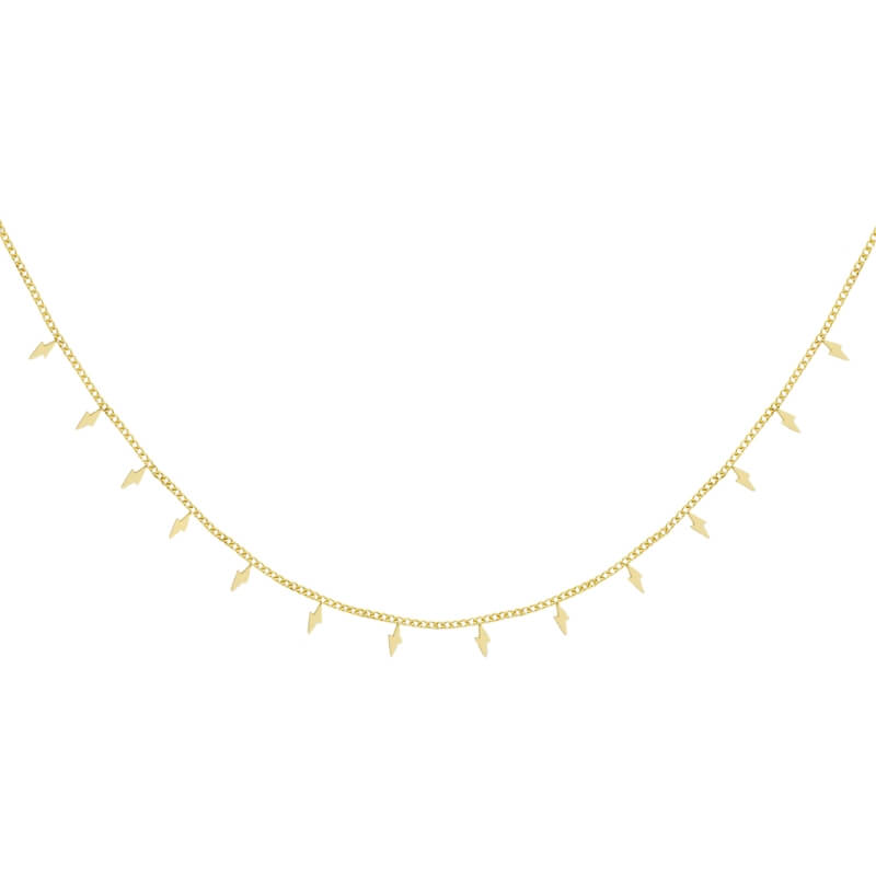 Colar Charms de Raios em Aço Dourado