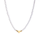 Colar Coração Pérolas e Aço Dourado