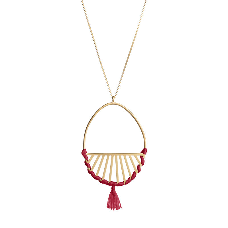 Colar Boho tiras dourado fio tecido