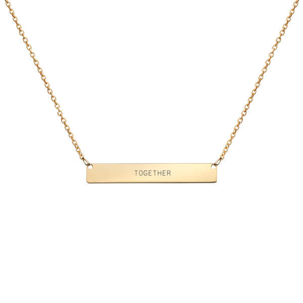 Colar Chapa gravação horizontal dourada