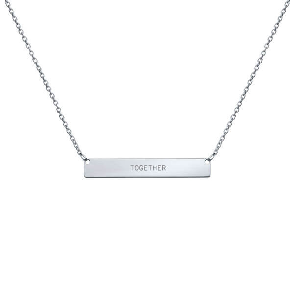 Colar Chapa gravação horizontal prateada